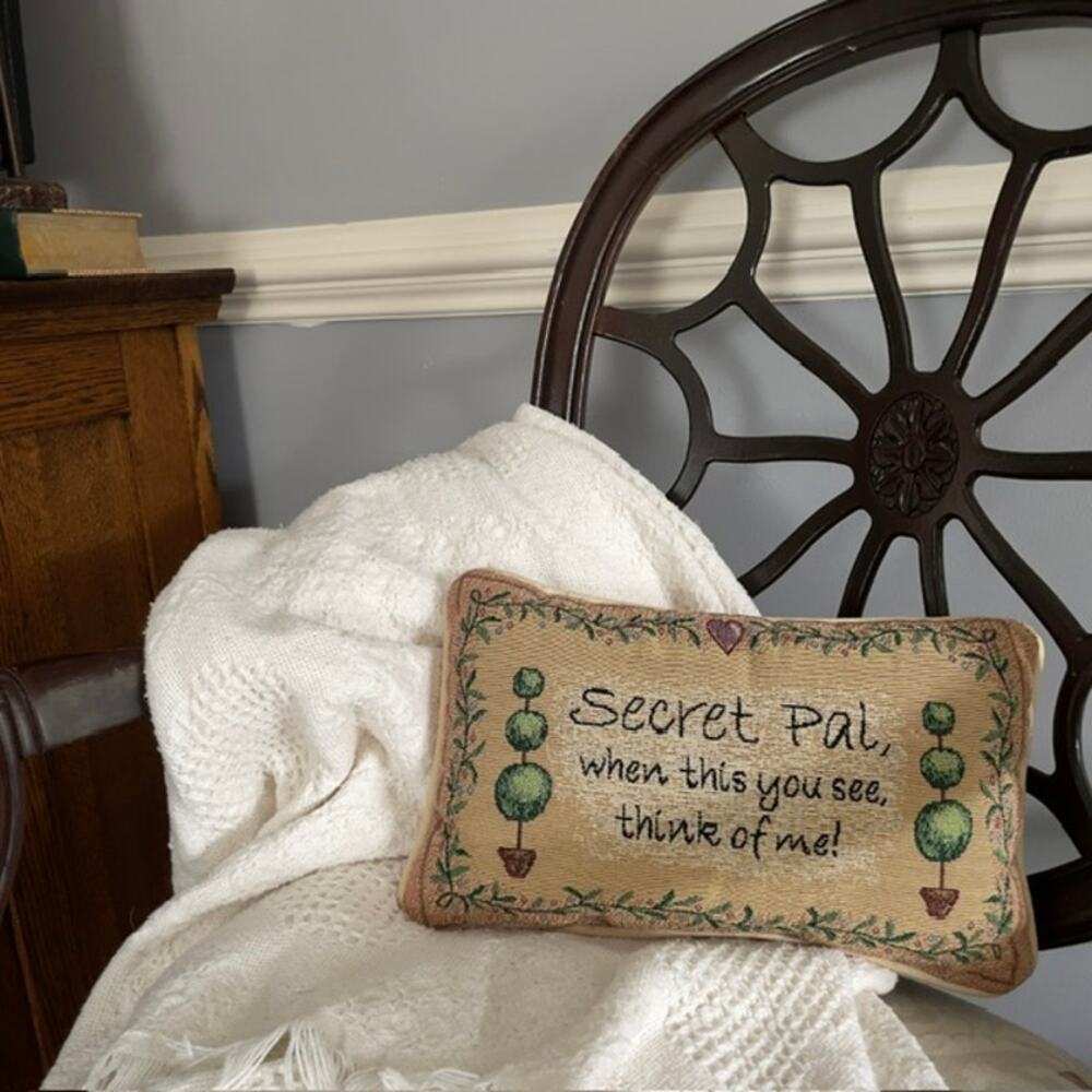 Secret Pal Friendship Tapestry Lumbar Pillow Cottagecore Accent Gift Farmhouse